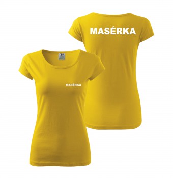 Poháry.com® Tričko MASÉRKA žluté s bílým potiskem S dámské