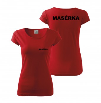 Poháry.com® Tričko MASÉRKA červené s černým potiskem L dámské