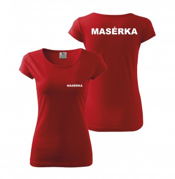Poháry.com® Tričko MASÉRKA červené s bílým potiskem L dámské