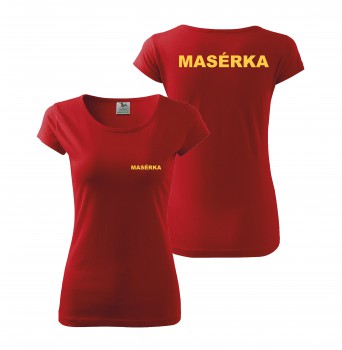 Poháry.com® Tričko MASÉRKA červené se žlutým potiskem XS dámské