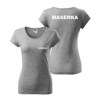 Poháry.com® Tričko MASÉRKA šedé s bílým potiskem XL dámské