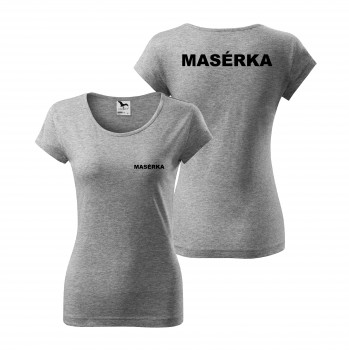 Poháry.com® Tričko MASÉRKA šedé s černým potiskem L dámské