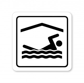 Poháry.com® Piktogram plavání bílý hliník