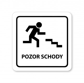 Poháry.com® Piktogram pozor schody bílý hliník