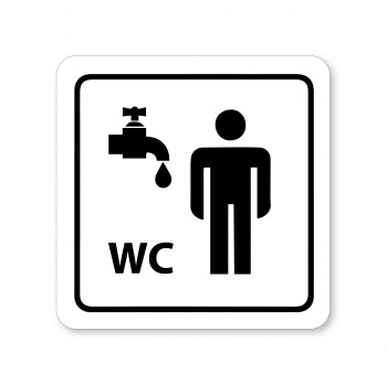 Poháry.com® Piktogram WC muži s umývárnou bílý hliník