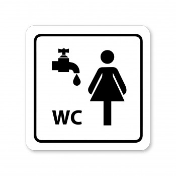 Poháry.com® Piktogram WC ženy s umývárnou bílý hliník