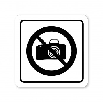 Poháry.com® Piktogram zákaz fotografování bílý hliník