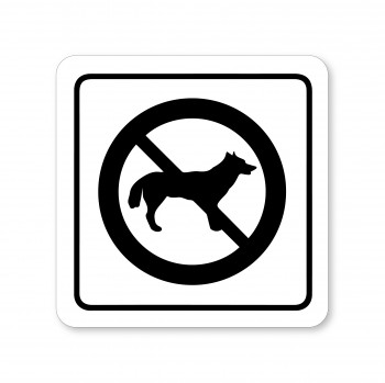 Poháry.com® Piktogram zákaz vstupu psů bílý hliník