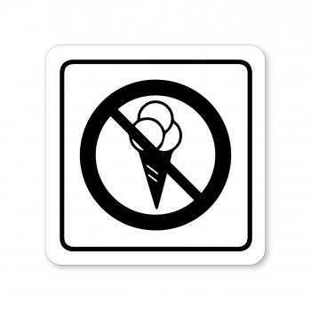 Poháry.com® Piktogram zákaz vstupu se zmrzlinou bílý hliník
