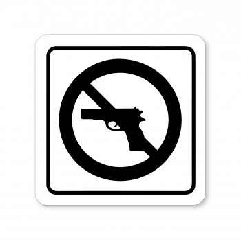 Poháry.com® Piktogram Zákaz zbraní bílý hliník