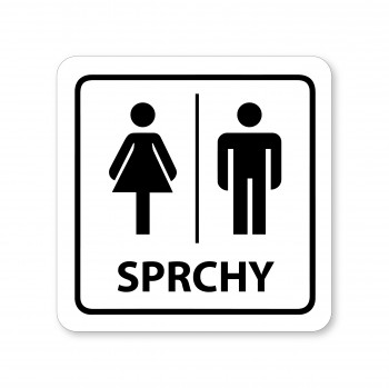 Poháry.com® Piktogram Sprchy ženy/muži 02 bílý hliník