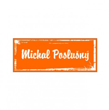 Poháry.com® Dveřní štítek M15 oranžová+bílá