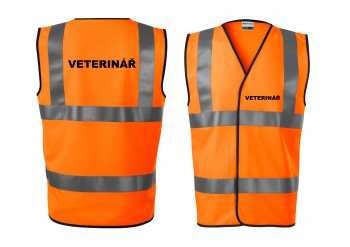 Poháry.com®  Reflexní vesta oranžová Veterinář - M unisex
