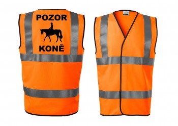 Poháry.com® Reflexní vesta oranžová Pozor koně XXL unisex