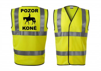 Poháry.com® Reflexní vesta žlutá Pozor koně