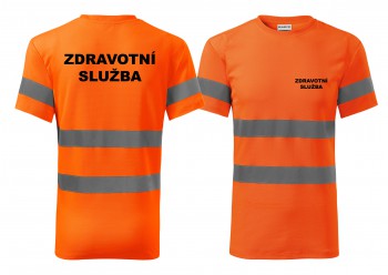 Poháry.com® Reflexní tričko oranžová Zdravotní služba XL pánské