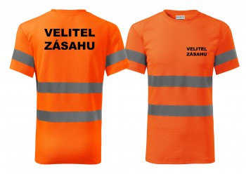 Poháry.com® Reflexní tričko oranžová Velitel zásahu XL pánské