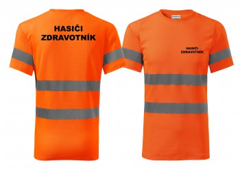 Poháry.com® Reflexní tričko oranžová Hasiči-Zdravotník XS pánské