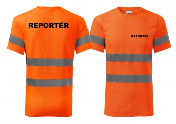 Poháry.com® Reflexní tričko oranžová Reportér XXL pánské