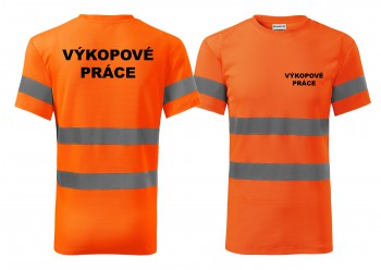 Poháry.com® Reflexní tričko oranžová Výkopové práce XL pánské