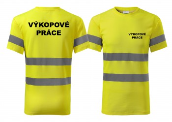 Poháry.com® Reflexní tričko žlutá Výkopové práce XL pánské