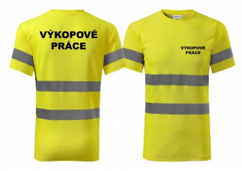 Poháry.com®  Reflexní tričko žlutá Výkopové práce - M pánské