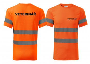 Poháry.com® Reflexní tričko oranžová Veterinář XS pánské