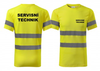 Poháry.com® Reflexní tričko žlutá Servisní technik S pánské