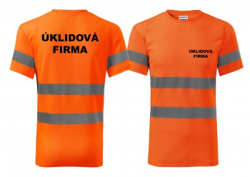 Poháry.com® Reflexní tričko oranžová Úklidová firma XS pánské