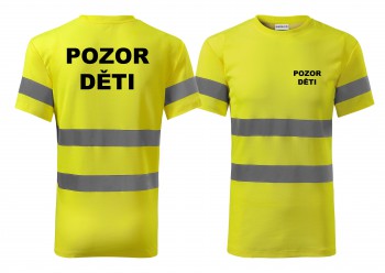 Poháry.com® Reflexní tričko žlutá Pozor děti S pánské