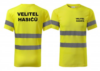 Poháry.com® Reflexní tričko žlutá Velitel hasičů XXXL pánské
