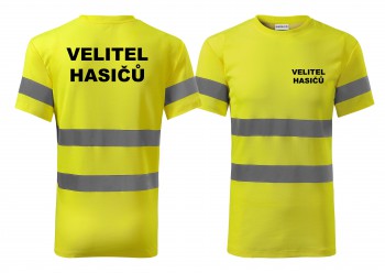 Poháry.com®  Reflexní tričko žlutá Velitel hasičů - XS pánské