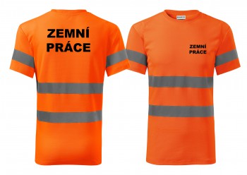 Poháry.com®  Reflexní tričko oranžová Zemní práce - S pánské