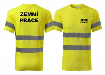 Poháry.com® Reflexní tričko žlutá Zemní práce L pánské