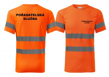 Poháry.com® Reflexní tričko oranžová Pořadatelská služba XXL pánské