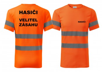 Poháry.com® Reflexní tričko oranžová Hasiči-Velitel zásahu XXXL pánské