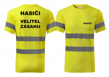 Poháry.com® Reflexní tričko žlutá Hasiči-Velitel zásahu XL pánské