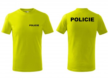 Poháry.com®  Tričko POLICIE dětské limetkové s černým potiskem - 122 cm/6 let