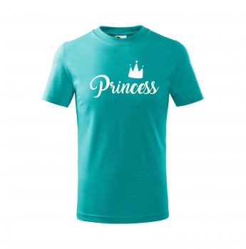 Poháry.com® Tričko Princess dětské emerald s bílým potiskem 122 cm/6 let