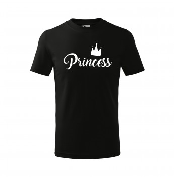 Poháry.com® Tričko Princess dětské černé s bílým potiskem 122 cm/6 let
