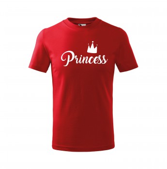 Poháry.com® Tričko Princess dětské červené s bílým potiskem 122 cm/6 let