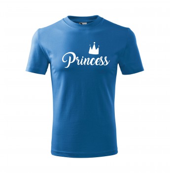 Poháry.com® Tričko Princess dětské azurová s bílým potiskem