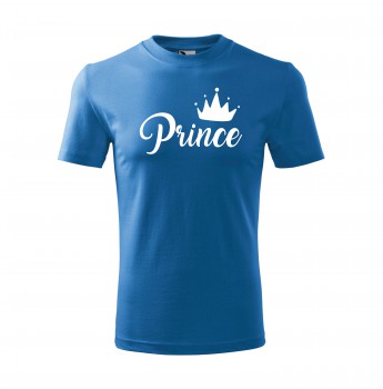 Poháry.com® Tričko Prince dětské azurová s bílým potiskem 122 cm/6 let