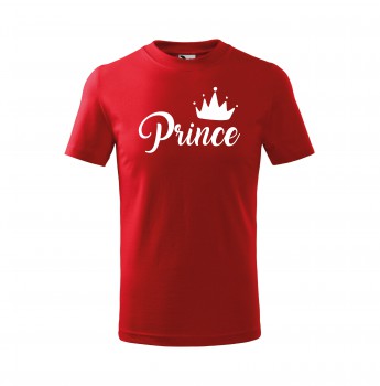 Poháry.com® Tričko Prince dětské červené s bílým potiskem 110 cm/4 roky