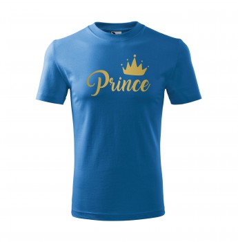 Poháry.com® Tričko Prince dětské azurová se zlatým potiskem 134 cm/8 let