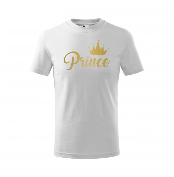 Poháry.com® Tričko Prince dětské bílé se zlatým potiskem 134 cm/8 let