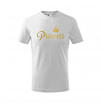 Poháry.com® Tričko Princess dětské bílá se zlatým potiskem 134 cm/8 let