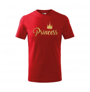 Poháry.com® Tričko Princess dětské červené se zlatým potiskem 122 cm/6 let