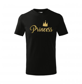 Poháry.com® Tričko Princess dětské černé se zlatým potiskem 134 cm/8 let
