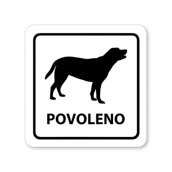Poháry.com® Piktogram Povoleno - Pes bílý hliník